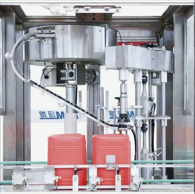 comprar Enchedora Seladora Tamponadora e Rotuladora Pneumática Automática Inteligente para Baldes Quadrados de Vidro/Plástico de 5-30 Litros Fabricação em linha